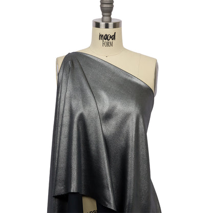 Ultra-Smooth Polyester Georgette with Foiling - Midnight and Silver - Valeria Collection