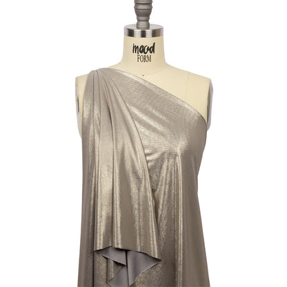 Polyester Interlock Knit with Gold Foiling - Gray - Oriana Collection