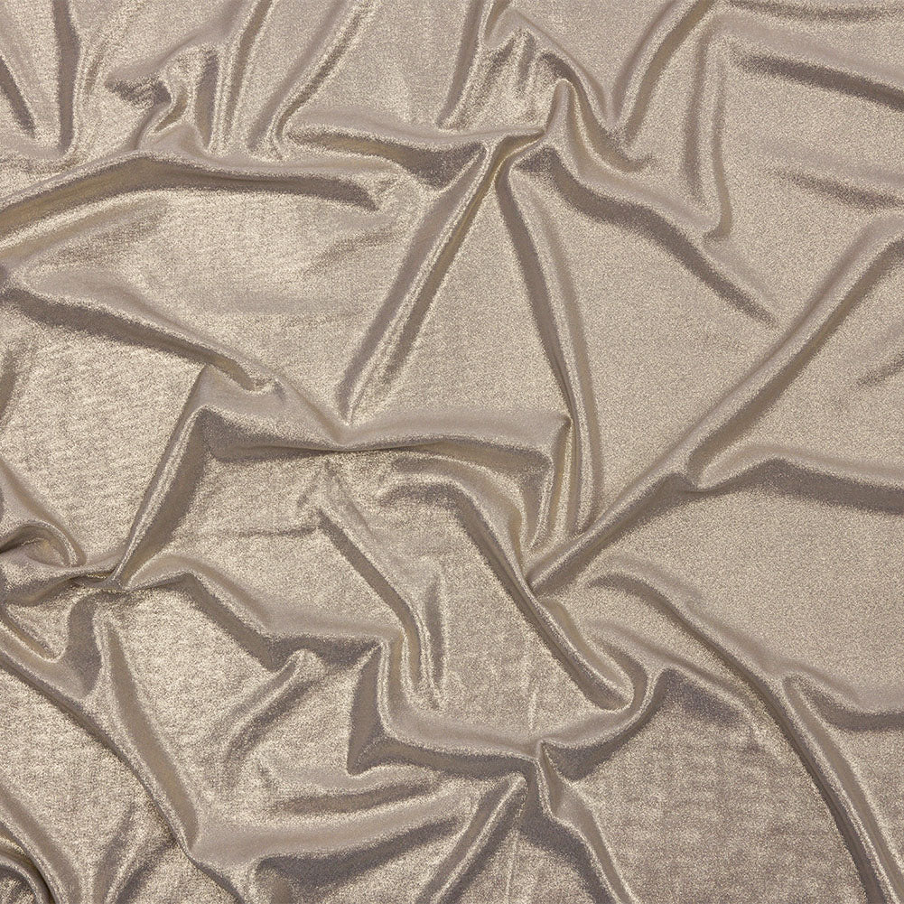 Polyester Interlock Knit with Gold Foiling - Gray - Oriana Collection