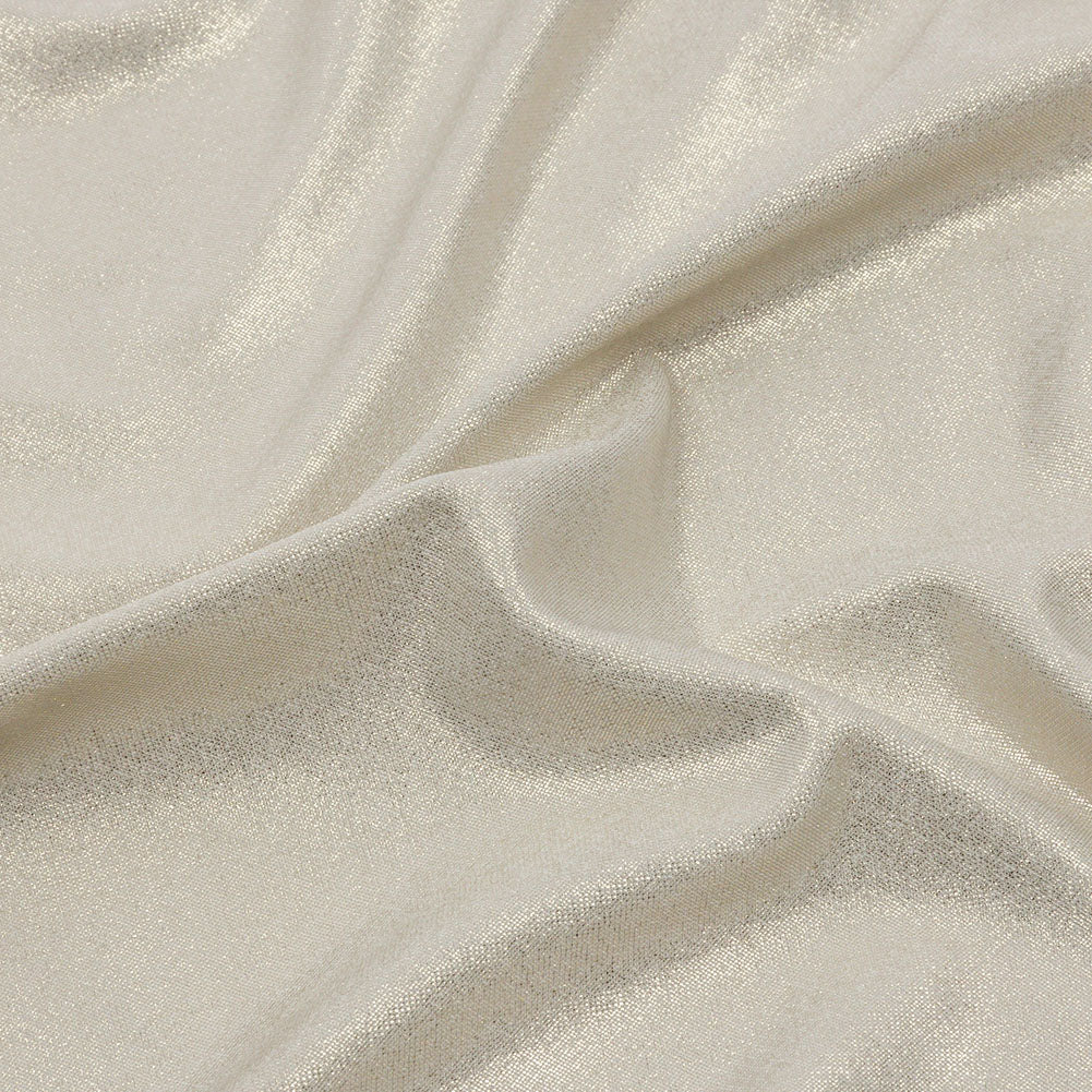 Polyester Interlock Knit with Gold Foiling - Pale Gray - Oriana Collection - Detail