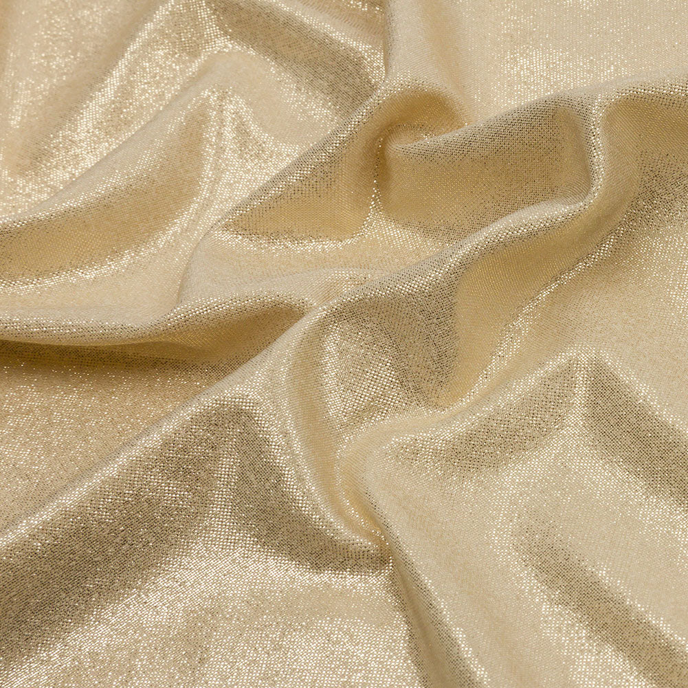 Polyester Interlock Knit with Gold Foiling - Sand - Oriana Collection - Detail