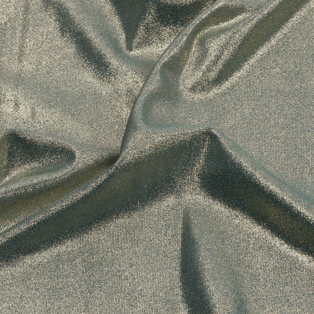 Polyester Interlock Knit with Gold Foiling - Sagebrush Green - Oriana Collection - Detail