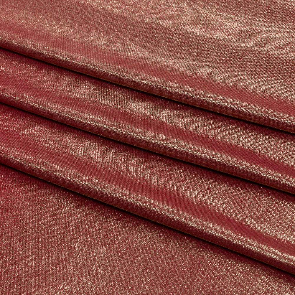 Polyester Interlock Knit with Gold Foiling - Brick - Oriana Collection - Folded