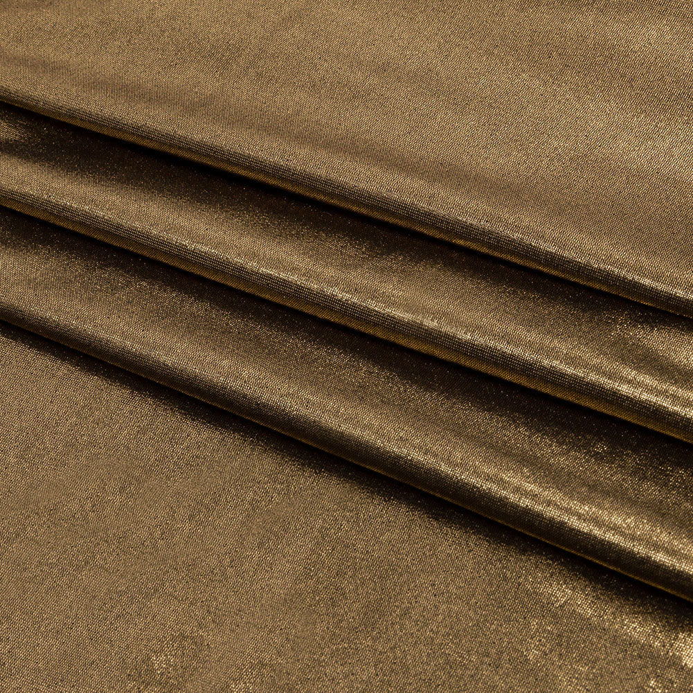 Polyester Interlock Knit with Gold Foiling - Black - Oriana Collection - Folded