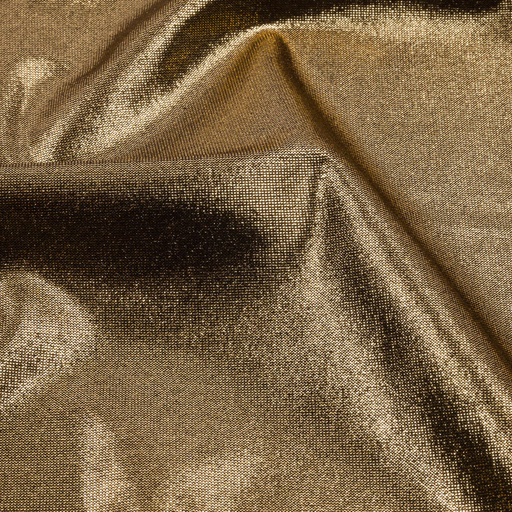 Polyester Interlock Knit with Gold Foiling - Black - Oriana Collection - Detail