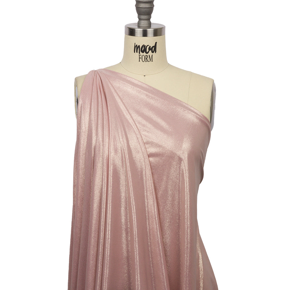 Foiled ITY Interlock Knit - Pink and Gold - Gaby Collection - Drape