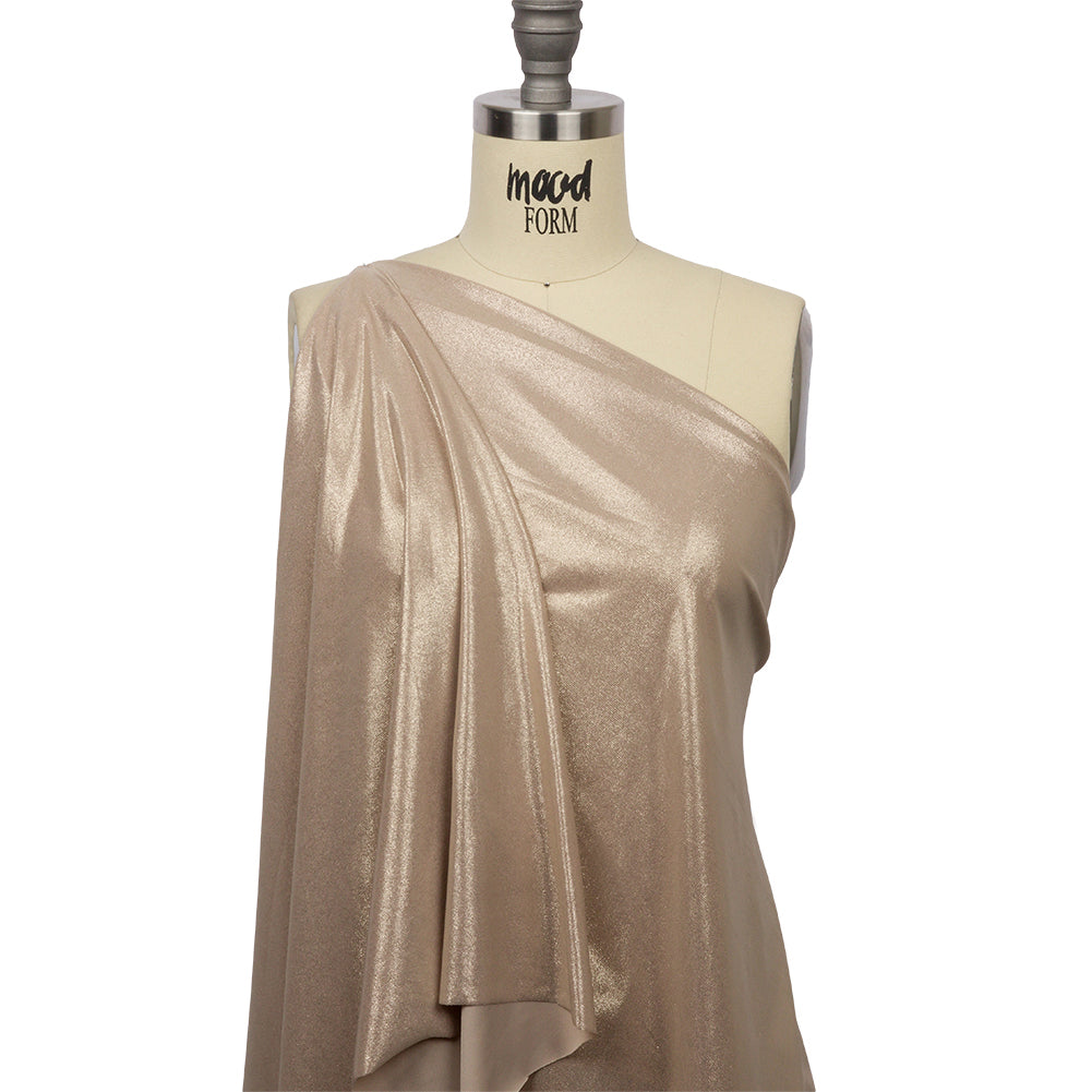 Foiled ITY Interlock Knit - Plaza Taupe and Gold - Gaby Collection - Drape