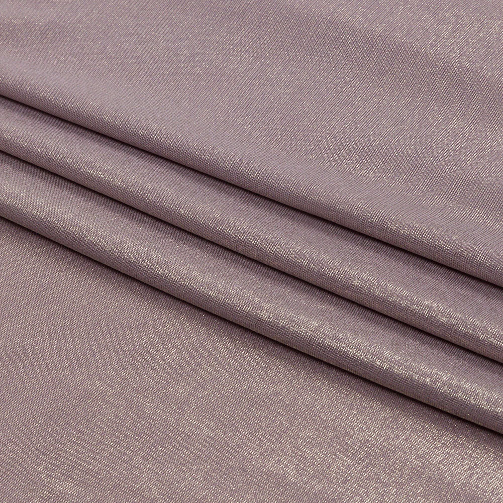 Foiled ITY Interlock Knit - Purplish Gray and Gold - Gaby Collection - Folded