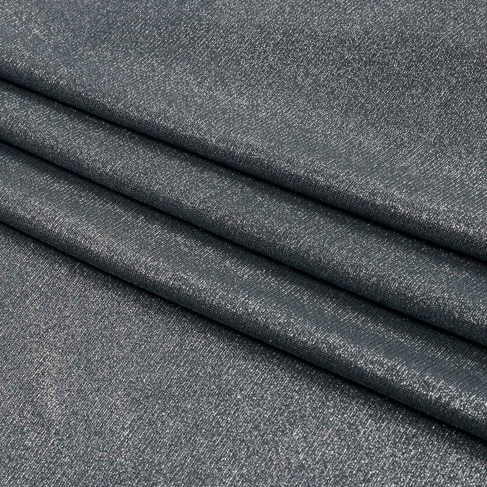 Foiled ITY Interlock Knit - Steel Gray and Silver - Gaby Collection - Folded