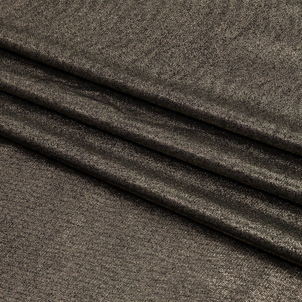Foiled ITY Interlock Knit - Black and Gold - Gaby Collection - Folded
