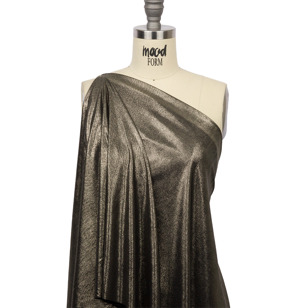Foiled ITY Interlock Knit - Black and Gold - Gaby Collection - Drape