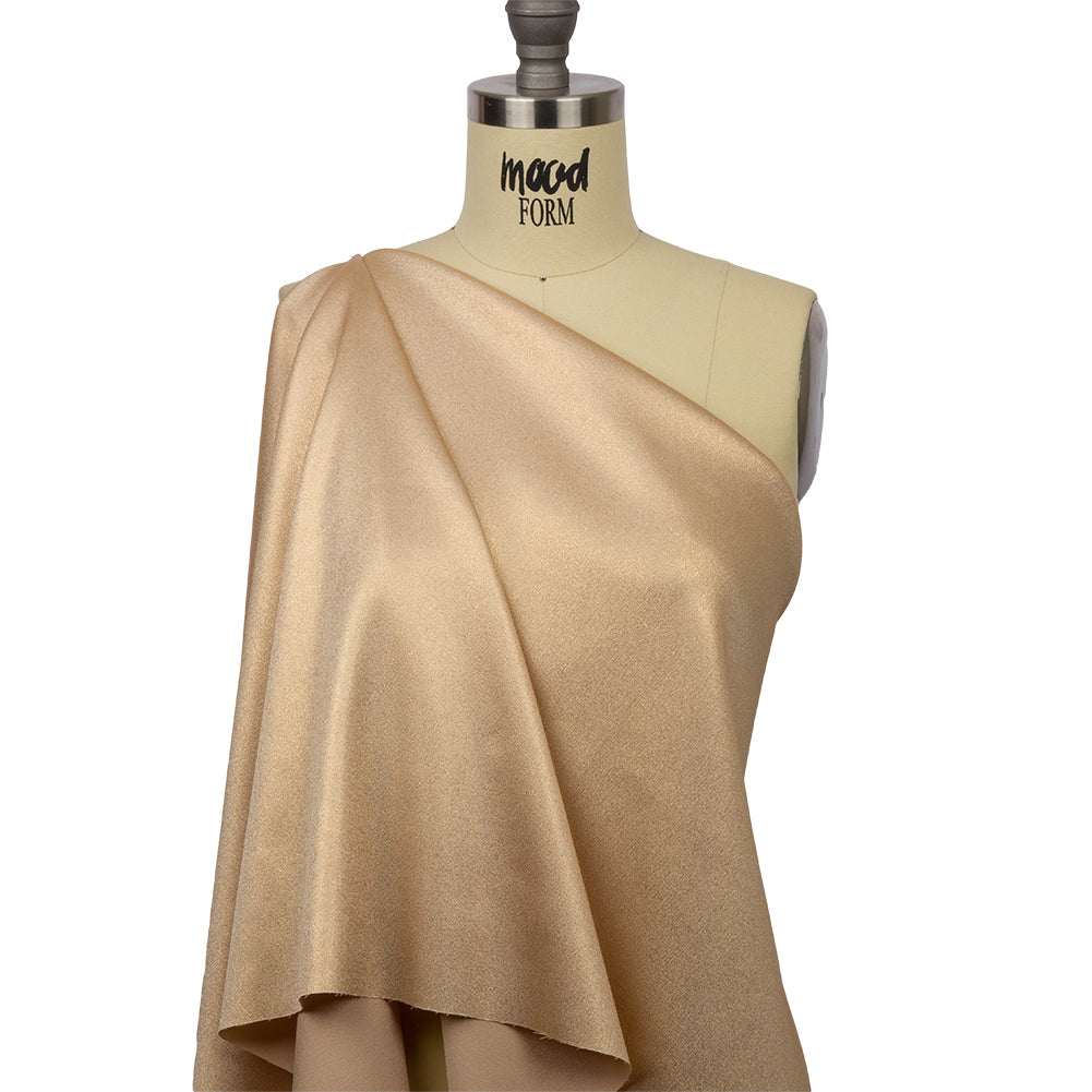 Stretch Polyester Crepe with Gold Foiling - Beige - Devyn Collection - Drape