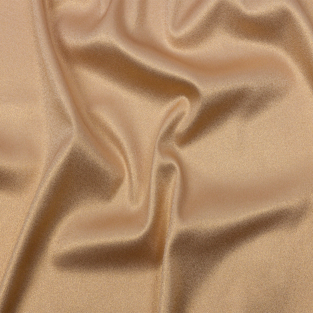 Stretch Polyester Crepe with Gold Foiling - Beige - Devyn Collection