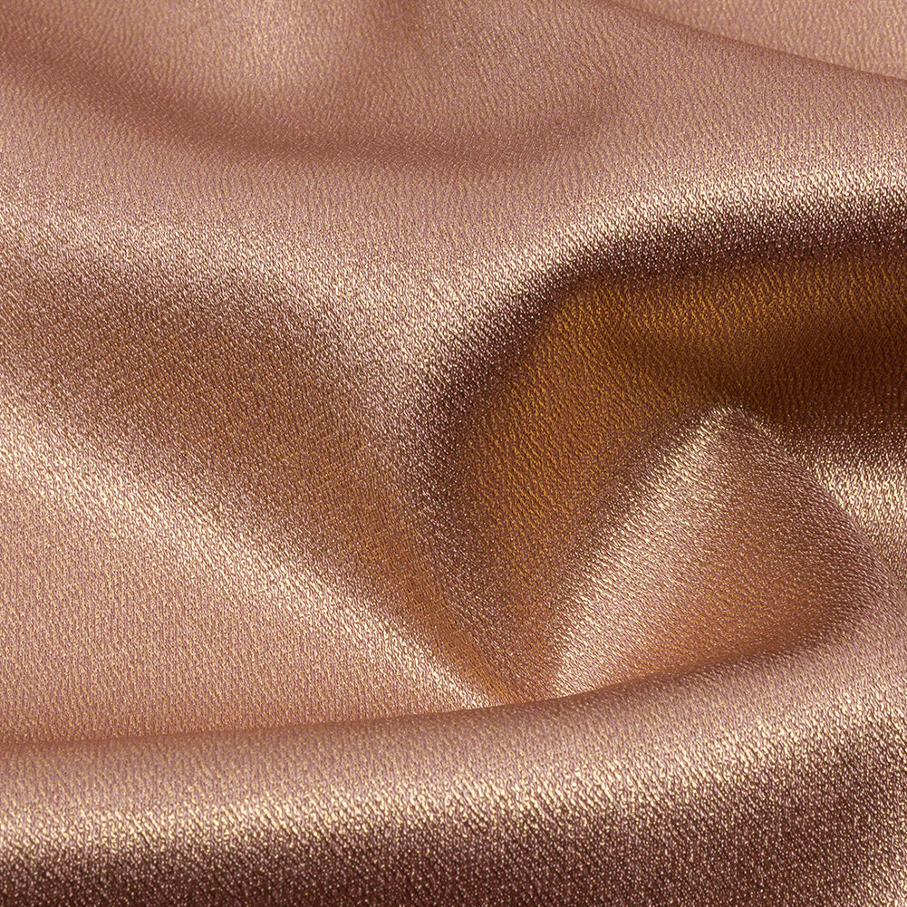 Stretch Polyester Crepe with Gold Foiling - Tan - Devyn Collection - Detail