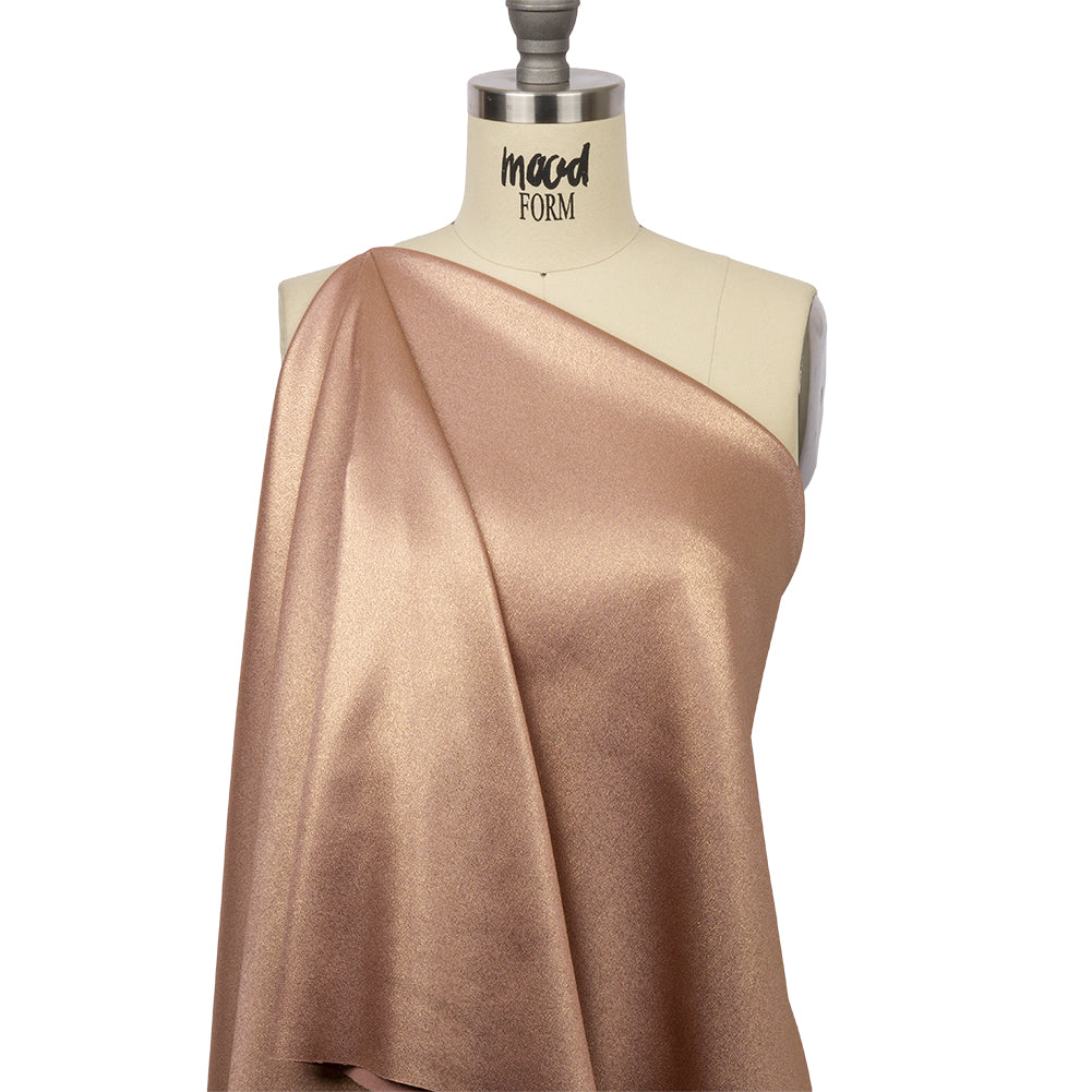Stretch Polyester Crepe with Gold Foiling - Tan - Devyn Collection - Drape