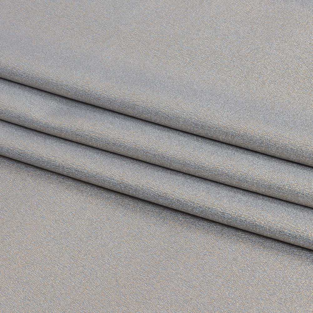 Stretch Polyester Crepe with Gold Foiling - Baby Blue - Devyn Collection - Folded