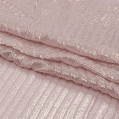 Polyester Chiffon with Abstract Pleats and Gold Foil - Pink - Melia Collection
