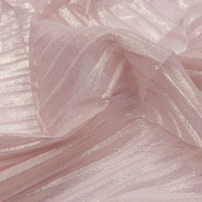 Polyester Chiffon with Abstract Pleats and Gold Foil - Pink - Melia Collection