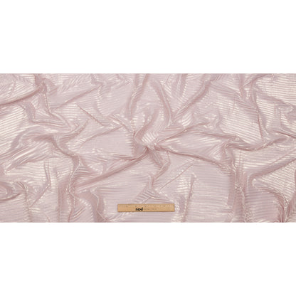 Polyester Chiffon with Abstract Pleats and Gold Foil - Pink - Melia Collection