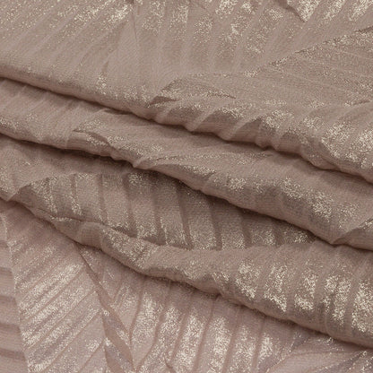 Polyester Chiffon with Abstract Pleats and Gold Foil - Tan - Melia Collection