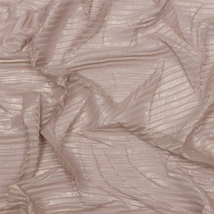 Polyester Chiffon with Abstract Pleats and Gold Foil - Tan - Melia Collection
