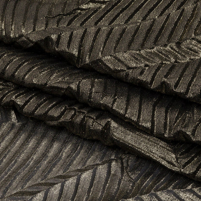 Polyester Chiffon with Abstract Pleats and Gold Foil - Black - Melia Collection
