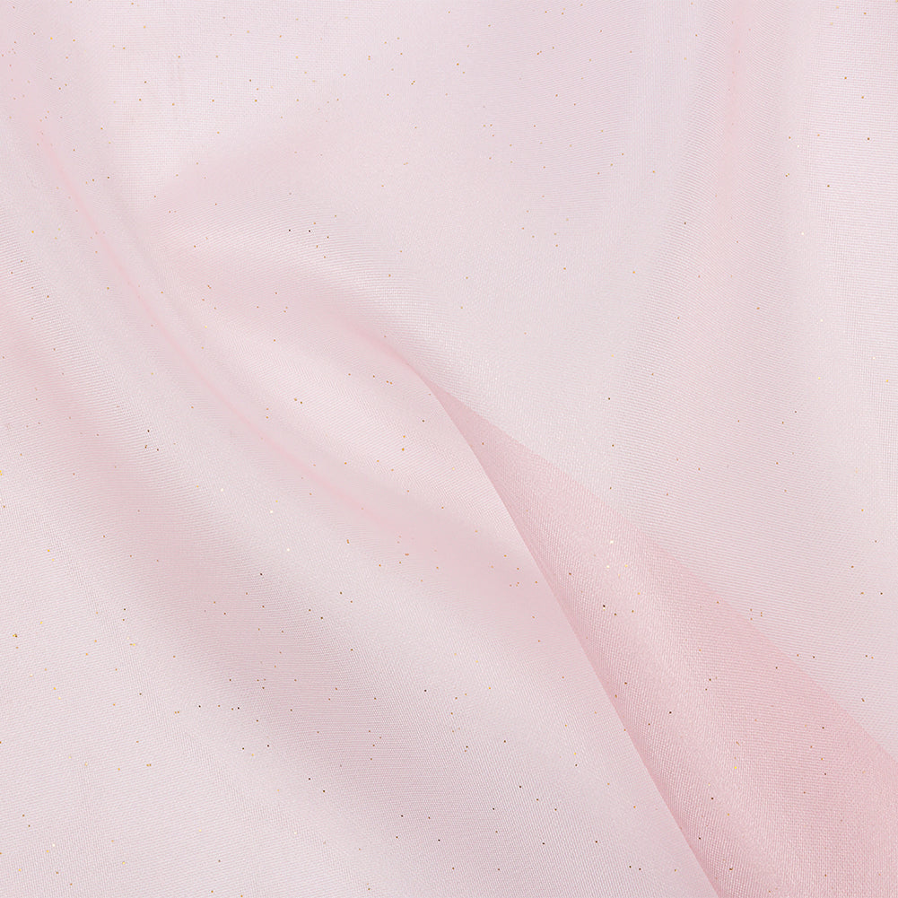 Polyester Mesh Organza with Gold Glitter - Baby Pink - Starlight Collection