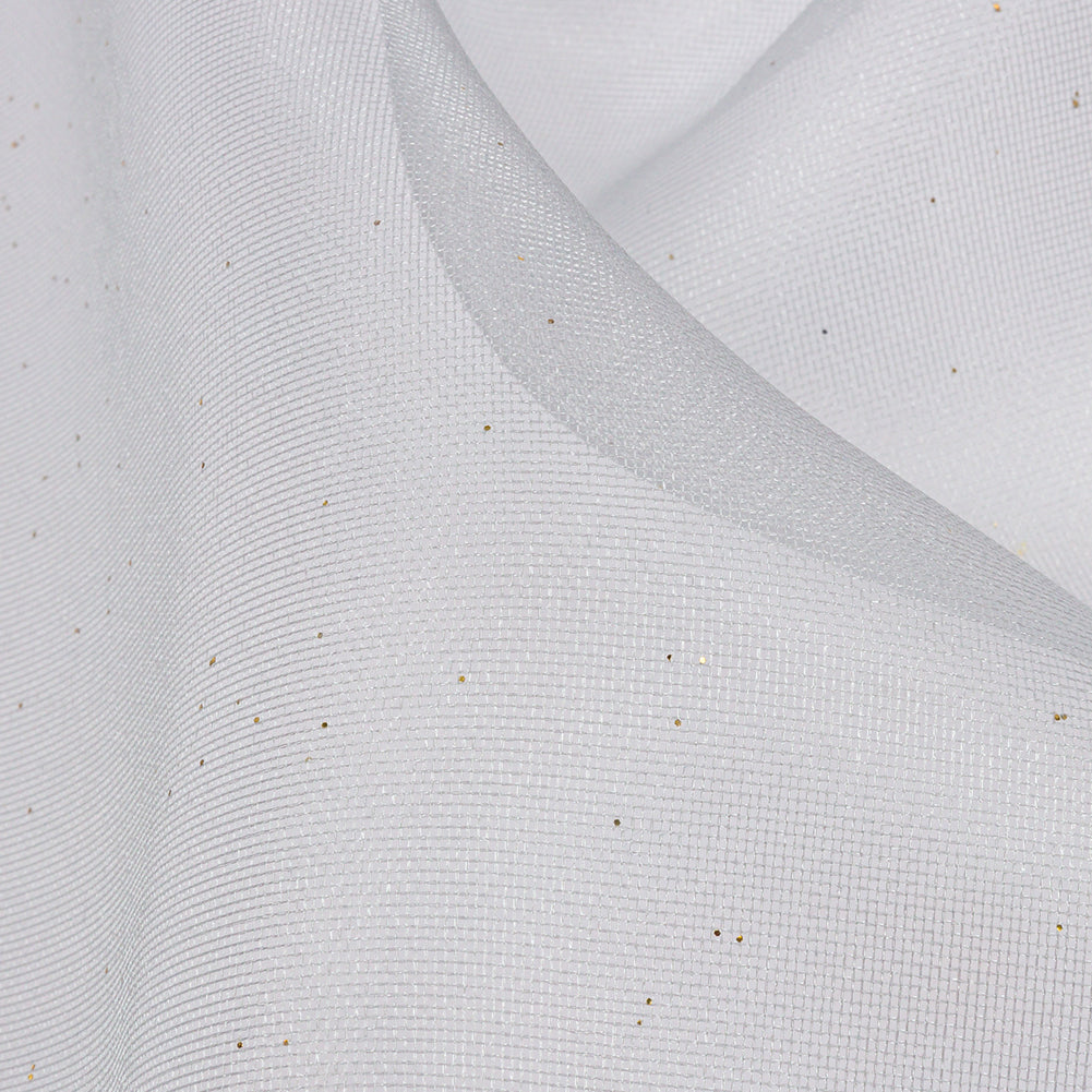 Polyester Mesh Organza with Gold Glitter - Pale Blue - Starlight Collection - Detail