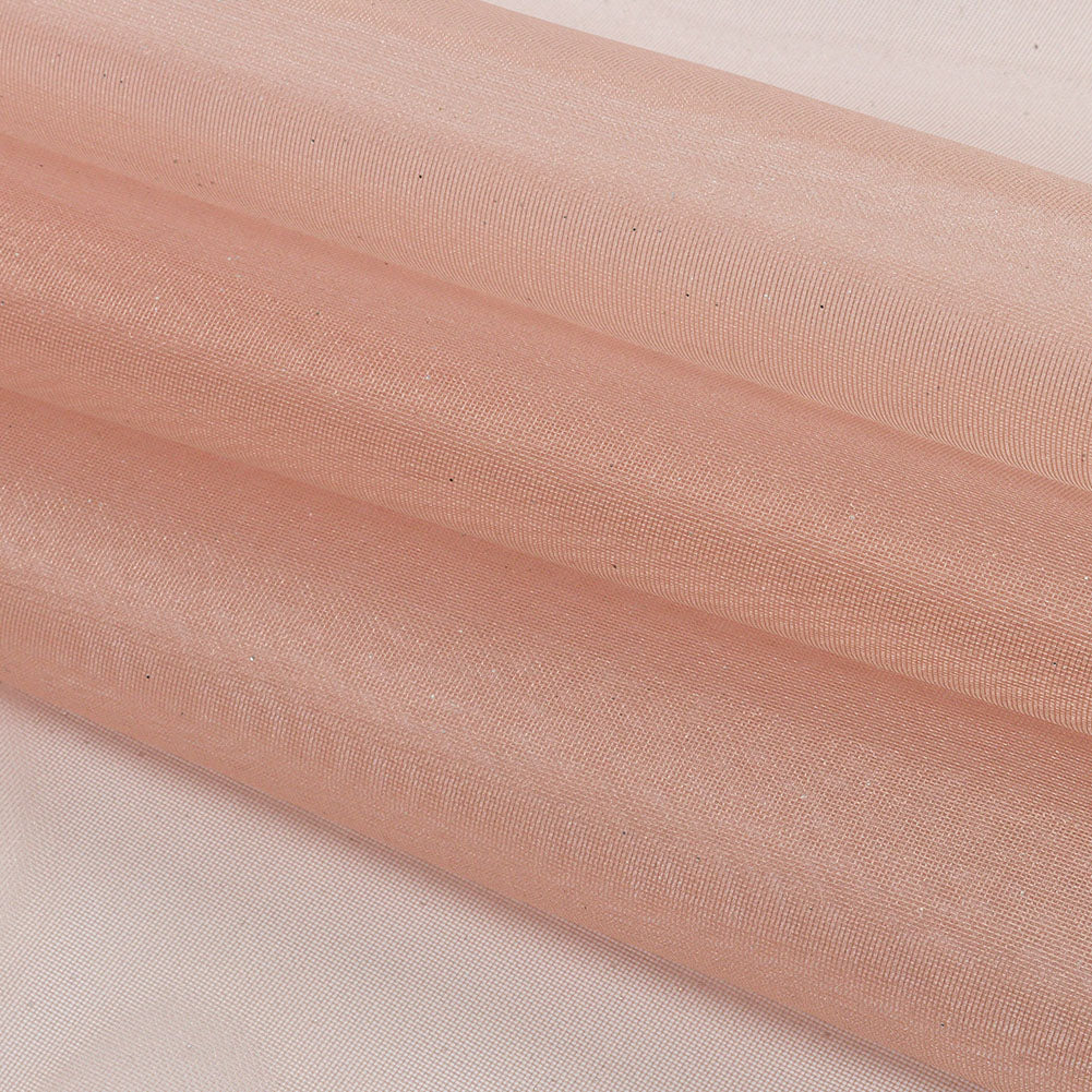 Polyester Mesh Organza with Silver Glitter - Rose Gold - Starlight Collection - Folded