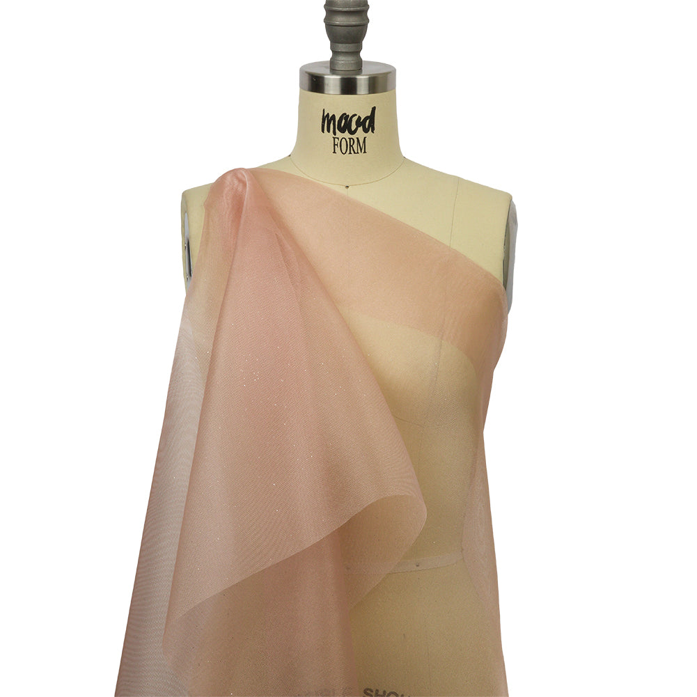Polyester Mesh Organza with Silver Glitter - Rose Gold - Starlight Collection - Drape