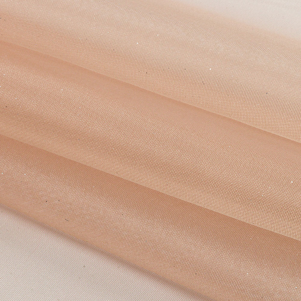Polyester Mesh Organza with Silver Glitter - Tan - Starlight Collection - Folded
