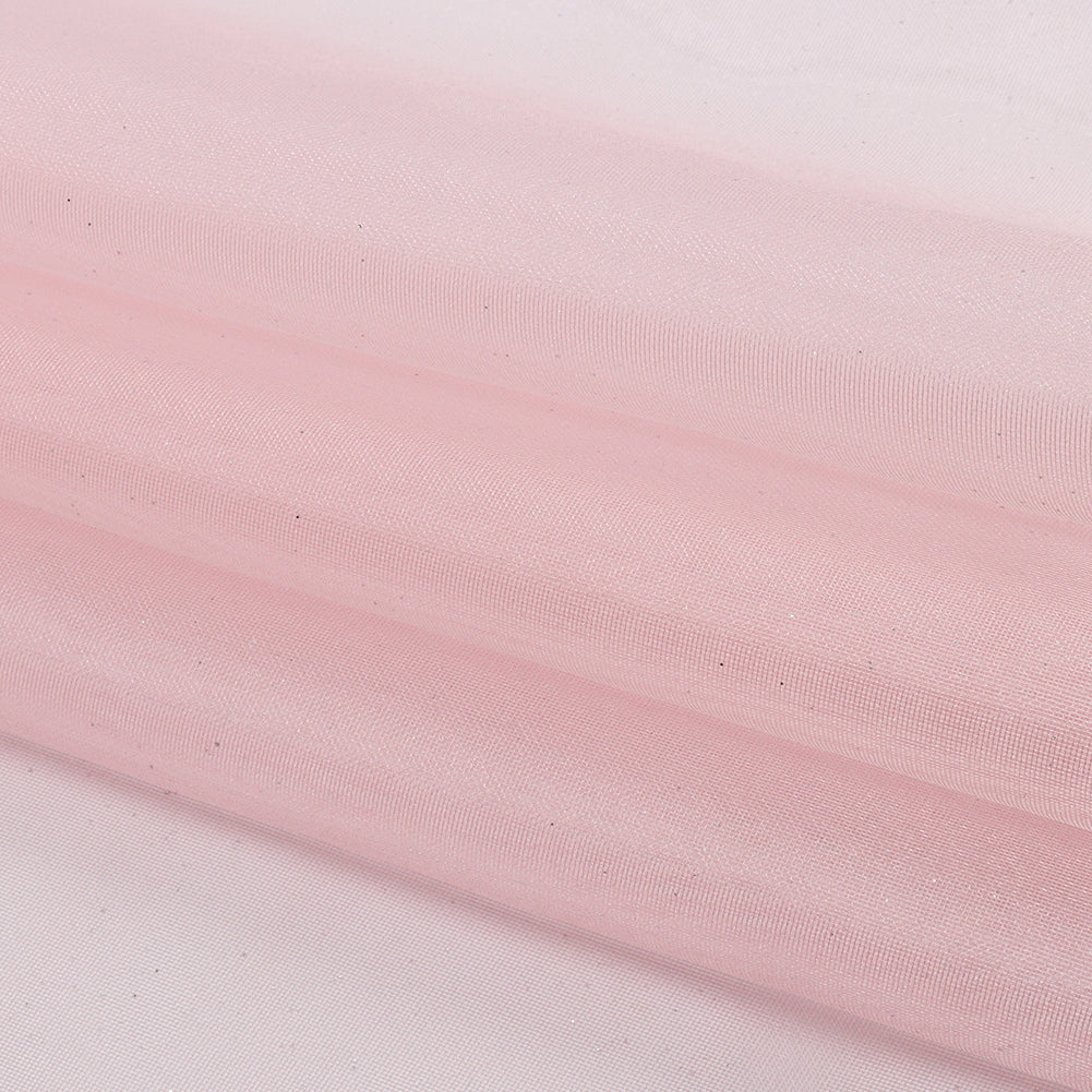 Polyester Mesh Organza with Silver Glitter - Baby Pink - Starlight Collection - Folded