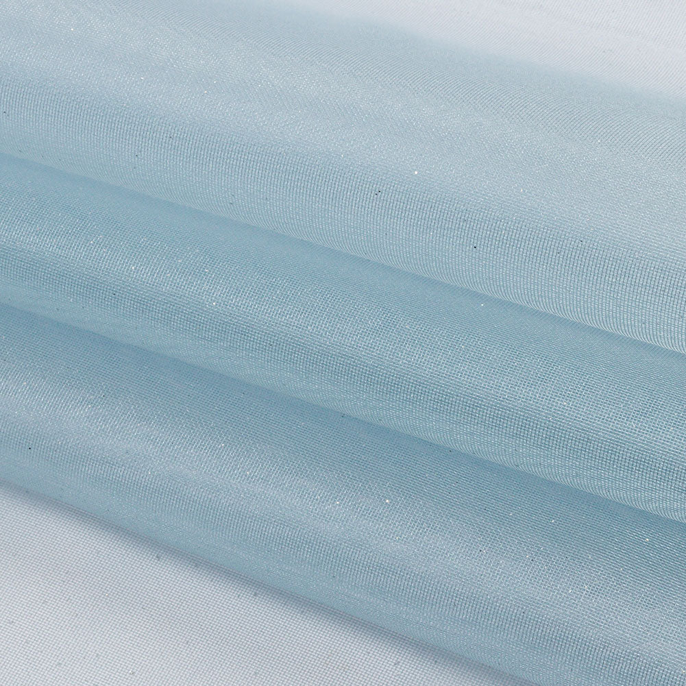Polyester Mesh Organza with Silver Glitter - Sky Blue - Starlight Collection - Folded