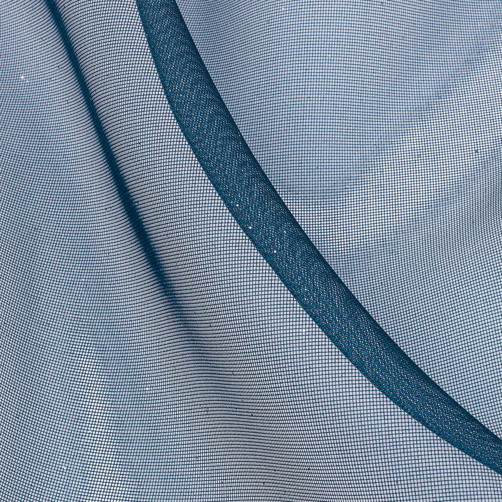 Polyester Mesh Organza with Silver Glitter - Navy - Starlight Collection - Detail