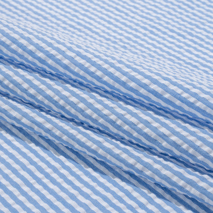Polyester and Cotton Seersucker - Country Blue and White Candy Stripes - Wylie Collection