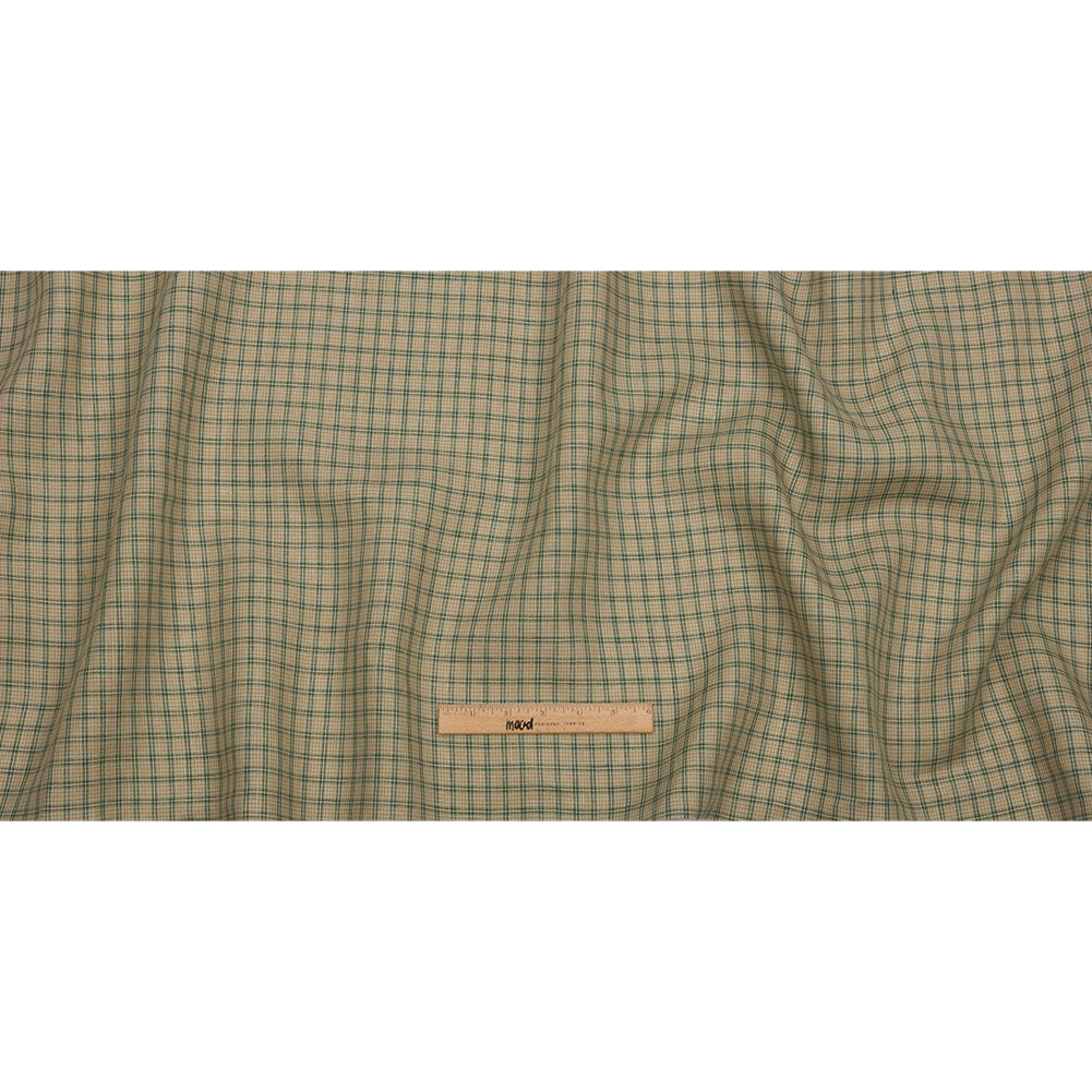 Green and Beige Checked Lightweight Linen Woven - Full