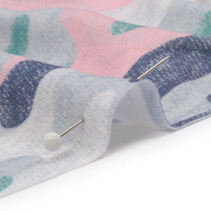 Gray, Green and Pink Camouflage Recycled Polyester Interlock Knit Detail