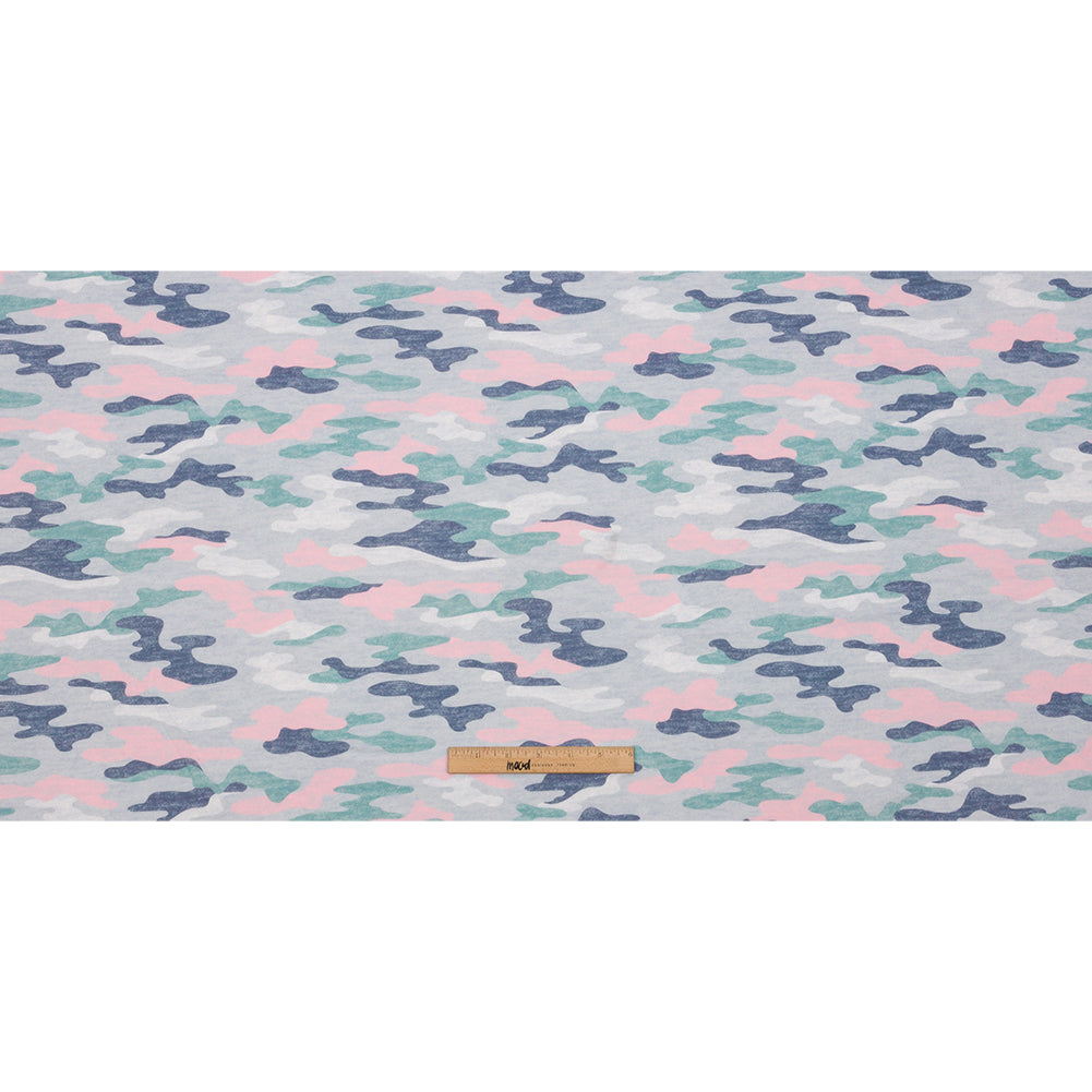 Gray, Green and Pink Camouflage Recycled Polyester Interlock Knit Full