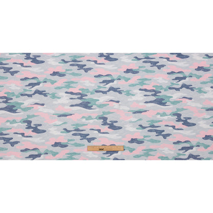 Gray, Green and Pink Camouflage Recycled Polyester Interlock Knit Full