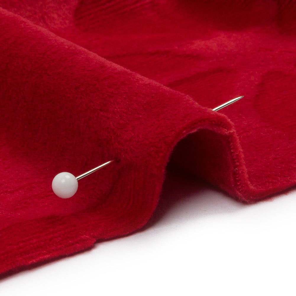 Red Floral Embossed Stretch Polyester Minky Detail