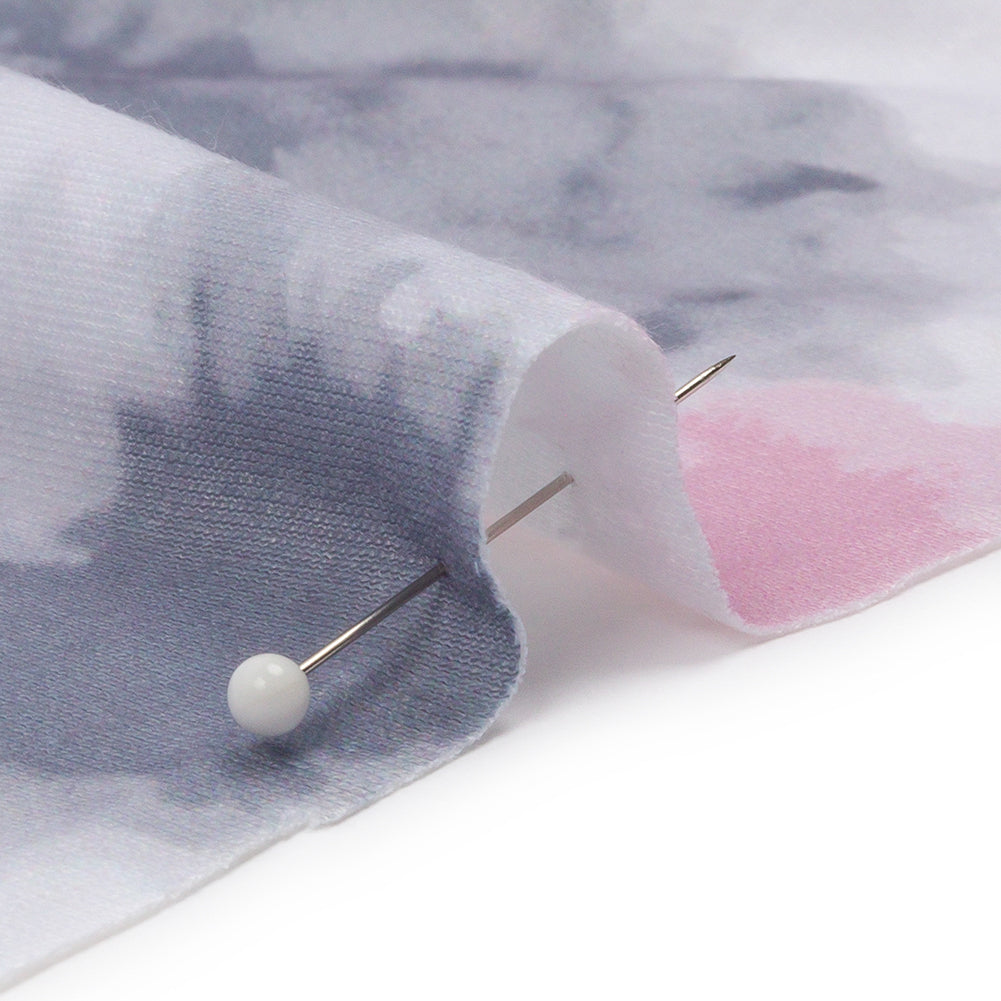 Pink, Gray and Blue Tie Dye Recycled Polyester Interlock Knit Detail