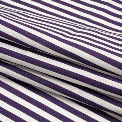 Medium Weight Linen Woven - Eggplant Stripes - Lydia Collection