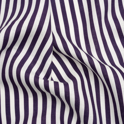 Medium Weight Linen Woven - Eggplant Stripes - Lydia Collection