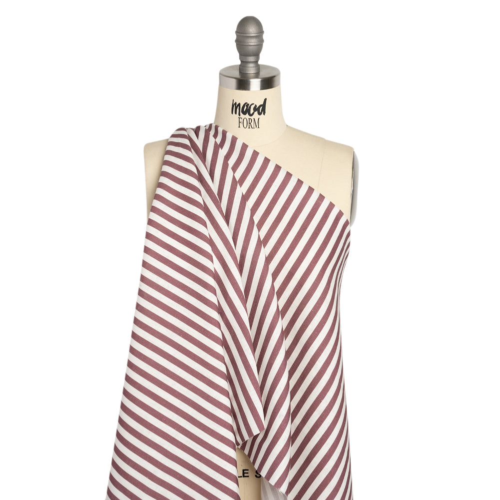 Medium Weight Linen Woven - Dusty Plum Stripes - Lydia Collection - Drape