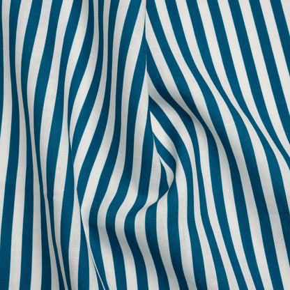 Medium Weight Linen Woven - Teal Stripes - Lydia Collection