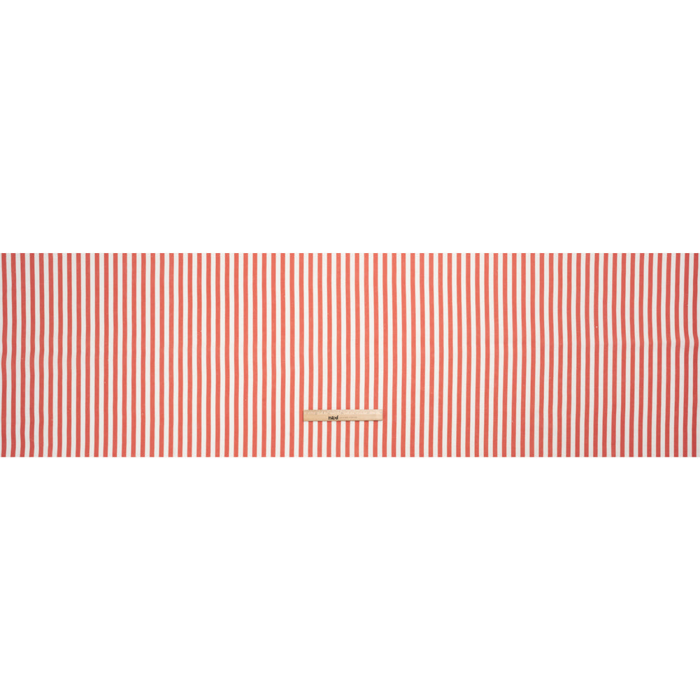Medium Weight Linen Woven - Coral Stripes - Lydia Collection - Full