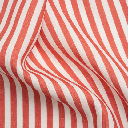 Medium Weight Linen Woven - Coral Stripes - Lydia Collection