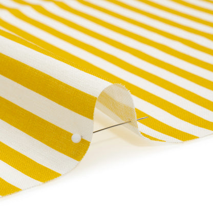 Medium Weight Linen Woven - Citrus Yellow Stripes - Lydia Collection Detail