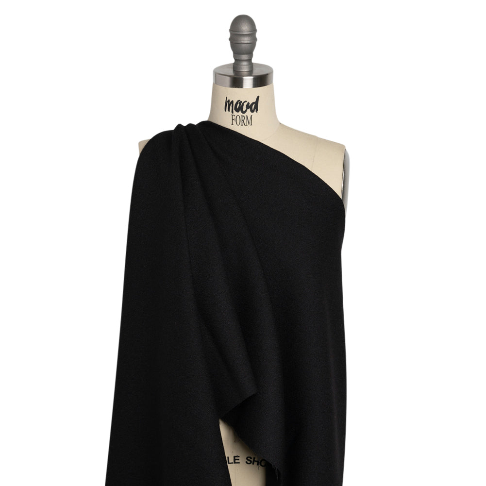 Black Heavy Wool Crepe Drape