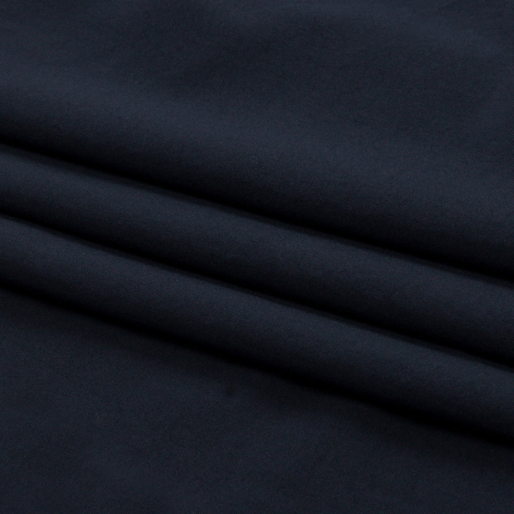 Muted Navy Stretch Polyester Crepe de Chine Folded